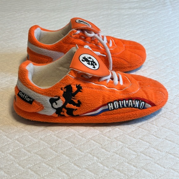 Sloffie Holland slippers house shoes, orange/white, kids 2-3 - Picture 4 of 7
